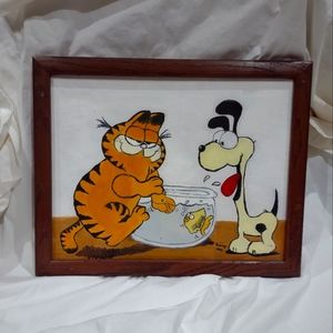 Garfield and Odie canvas painting framed art collectables rare